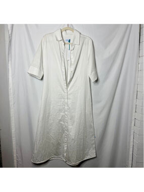 NEW With Tags Women's Perlavera White Cotton Gigi Shirt Dress Size Small